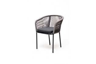 MR1001584 стул из роупа, каркас алюминий светло-серый шагрень, роуп оранжевый, ткань светло-серая